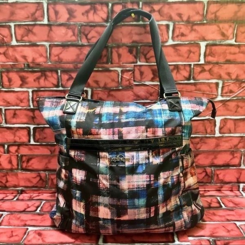 Kipling Nylon Plaid Women's Tote Bag